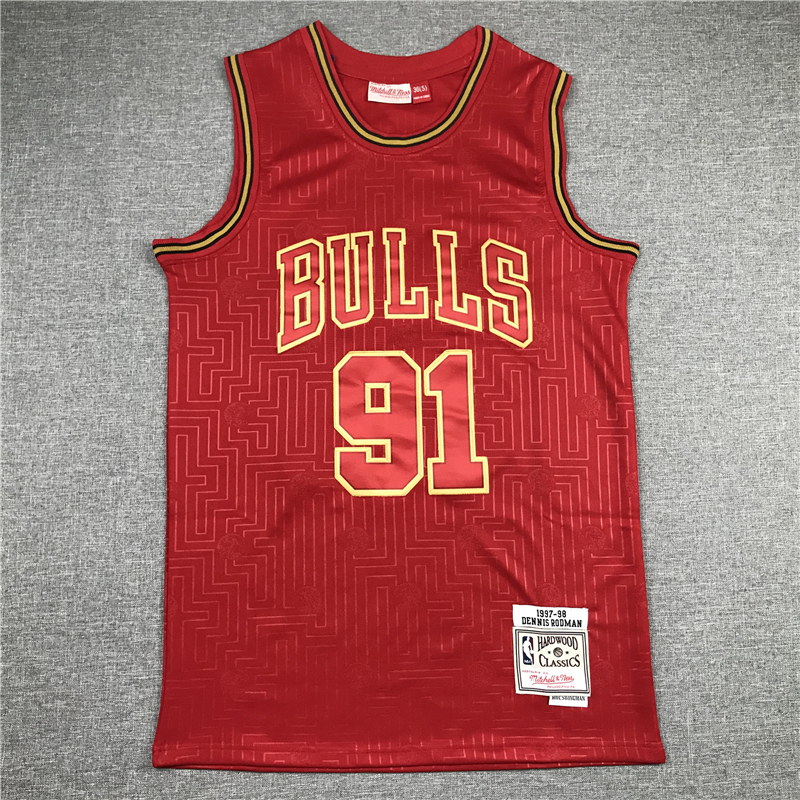 Dennis Rodman 91 Chicago Bulls Red Jersey Year Of Rat Limited Edition