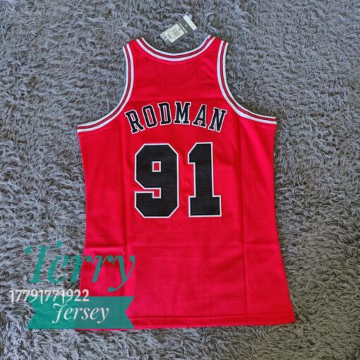 Dennis Rodman Chicago Bulls 1997-98 NBA Final Red Jersey - back