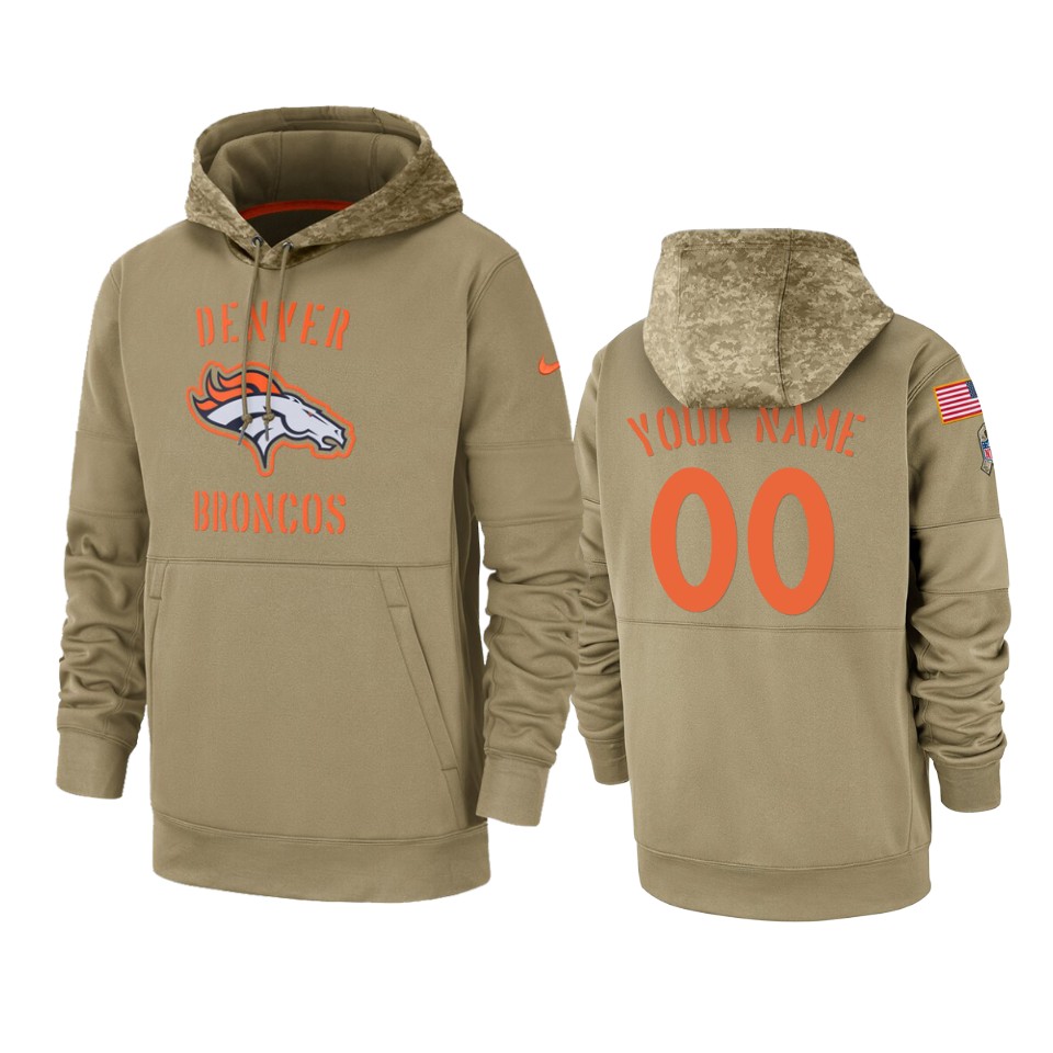 Denver Broncos Custom Tan 2019 Salute to Service Sideline Therma Pullover Hoodie