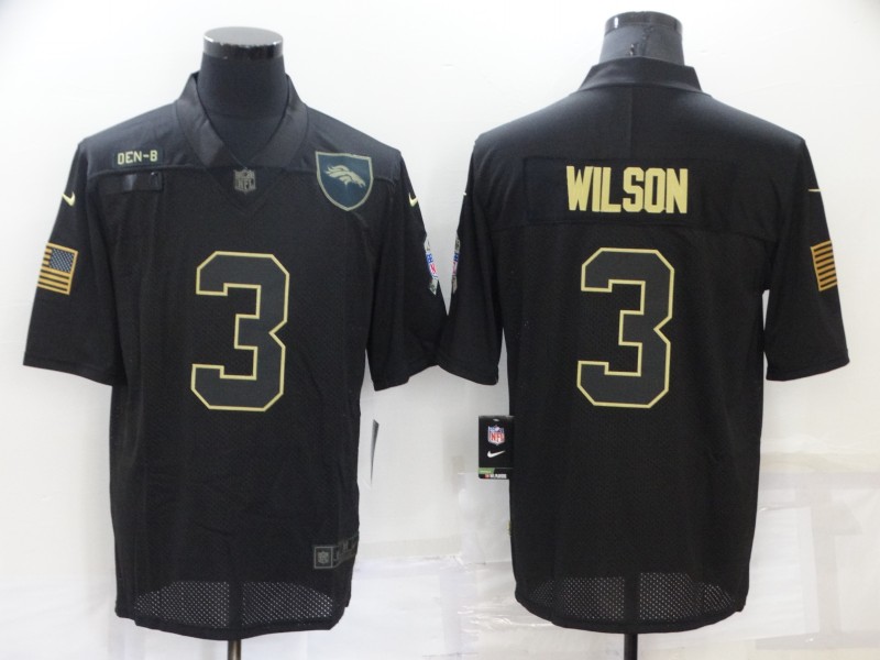 Denver Broncos #3 Russell Wilson Black 2020 Salute To Service Limited Jersey