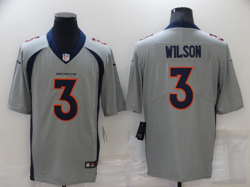 Denver Broncos #3 Russell Wilson Gray Game Jersey