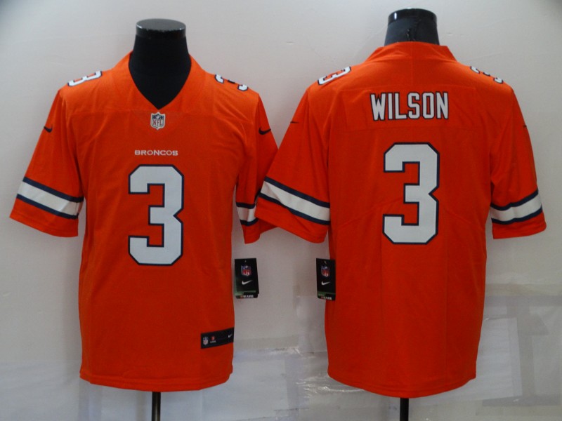 Denver Broncos #3 Russell Wilson Orange Alternate Game Jersey