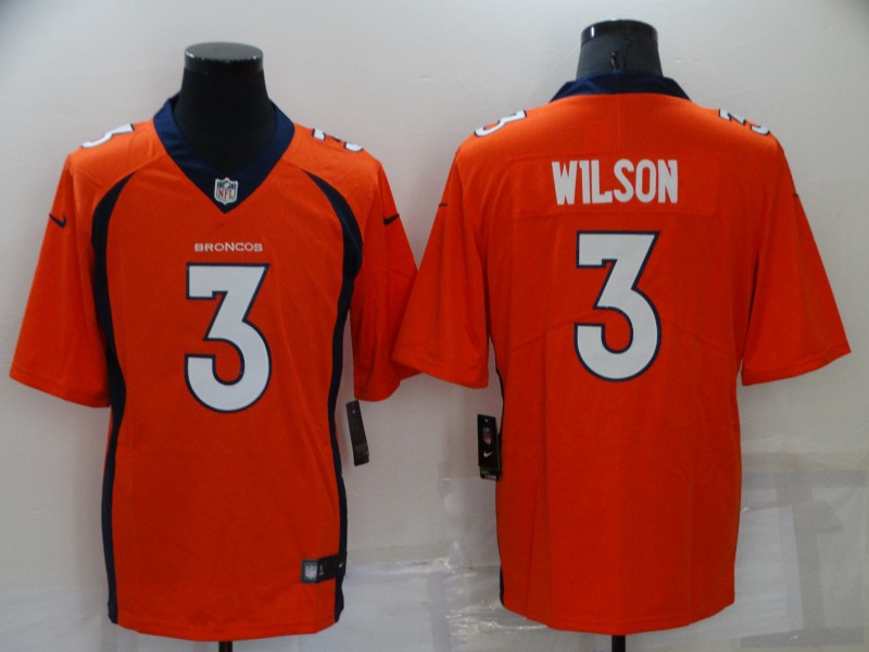 Men's Denver Broncos #3 Russell Wilson Orange Game Jersey
