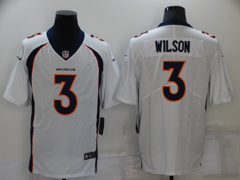 Men's Denver Broncos #3 Russell Wilson White Game Jersey