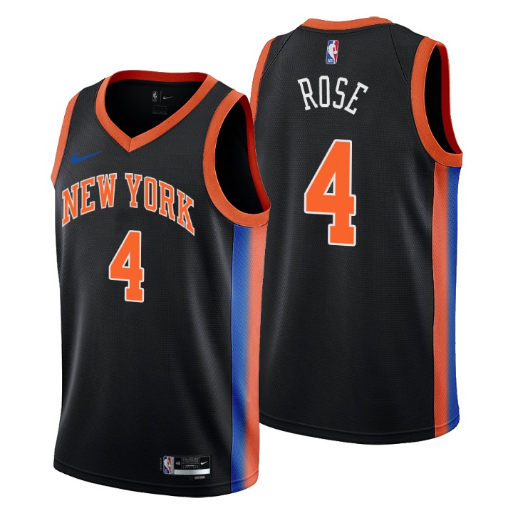 Derrick Rose 4 New York Knicks 2022-23 Black City Edition Jersey