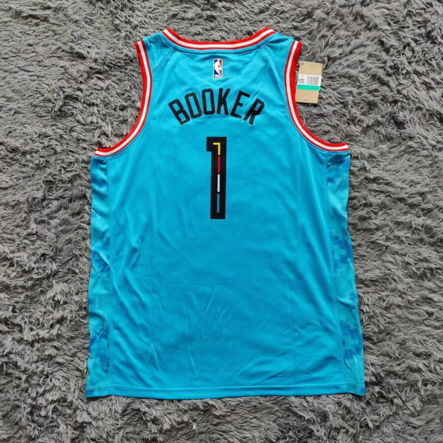 Devin Booker 1 Phoenix Suns 2022-23 Blue City Edition Jersey - back