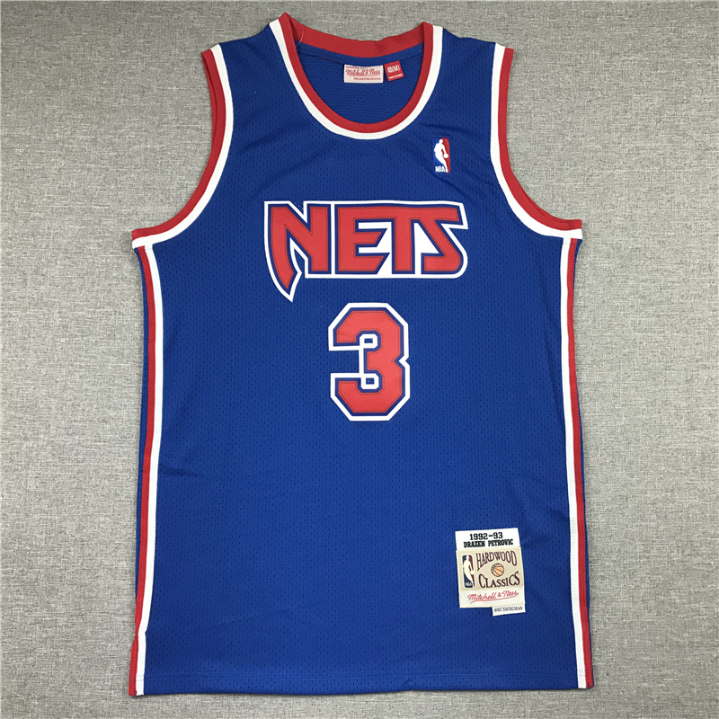 Drazen Petrovic 3 New Jersey Nets Blue 1992-93 Swingman Jersey