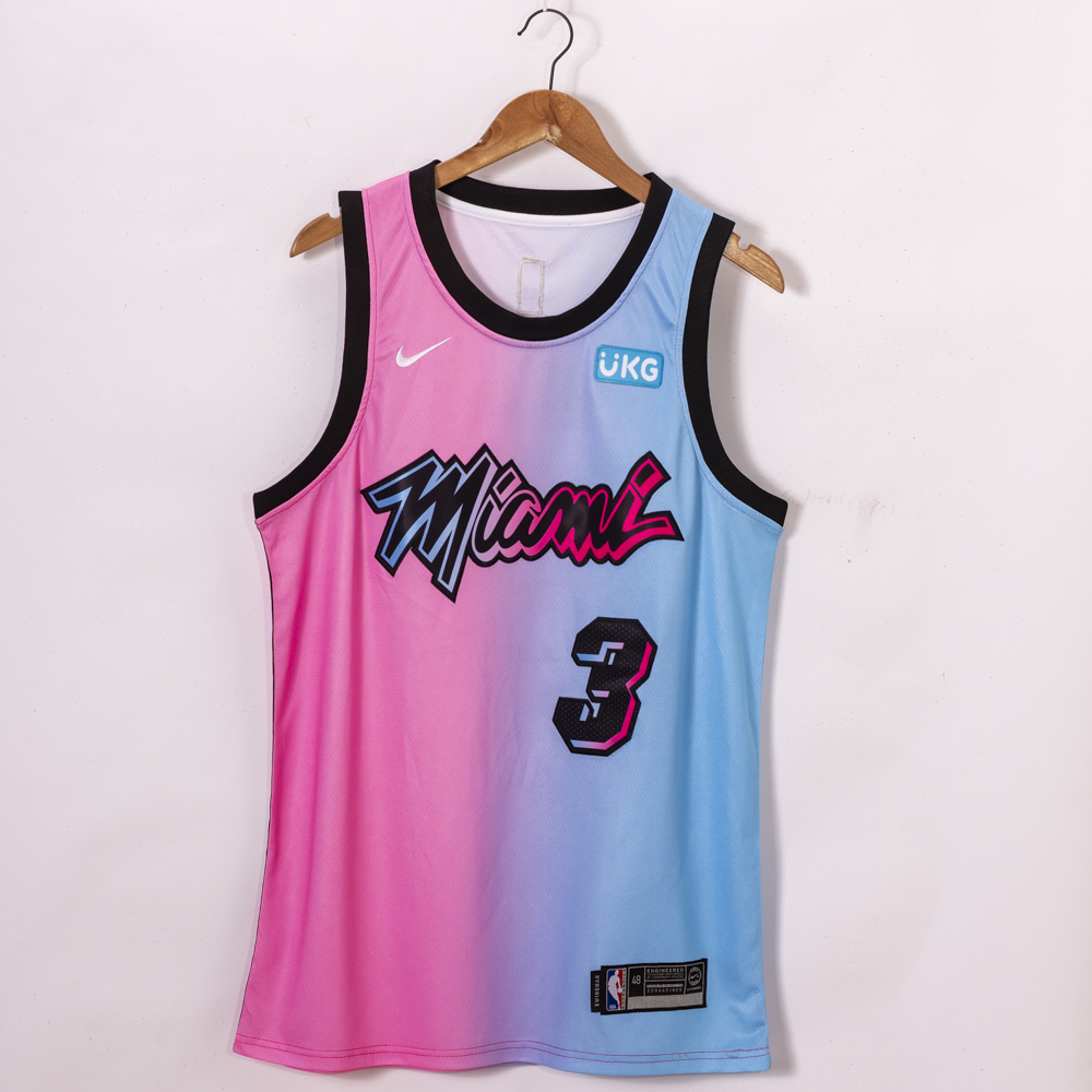 Dwyane Wade #3 Miami Heat 2020-21 Blue Pink Rainbow City Jersey