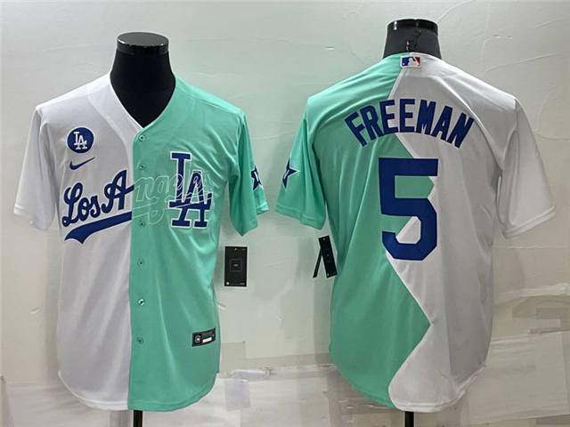 Freddie Freeman #5 Los Angeles Dodgers 2022 Split Fashion Jersey White Green