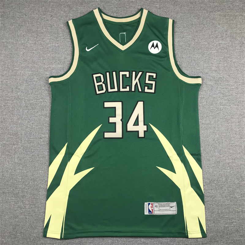 Giannis Antetokounmpo #34 Milwaukee Bucks 2021 Green Earned Edition Jersey