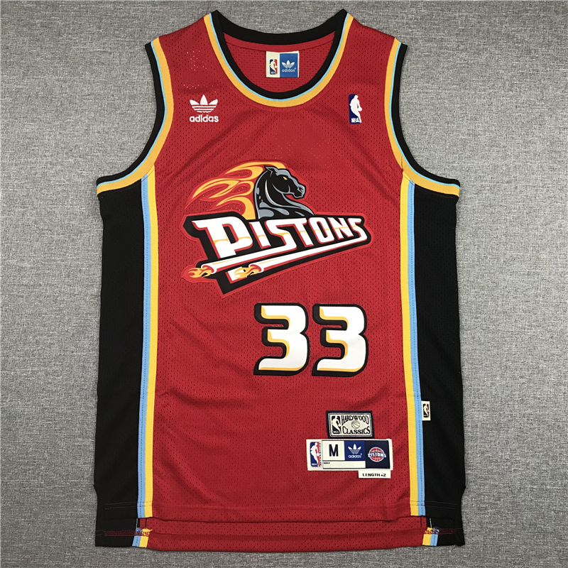 Grant Hill 33 Detroit Pistons 1990s Vintage Red Jersey