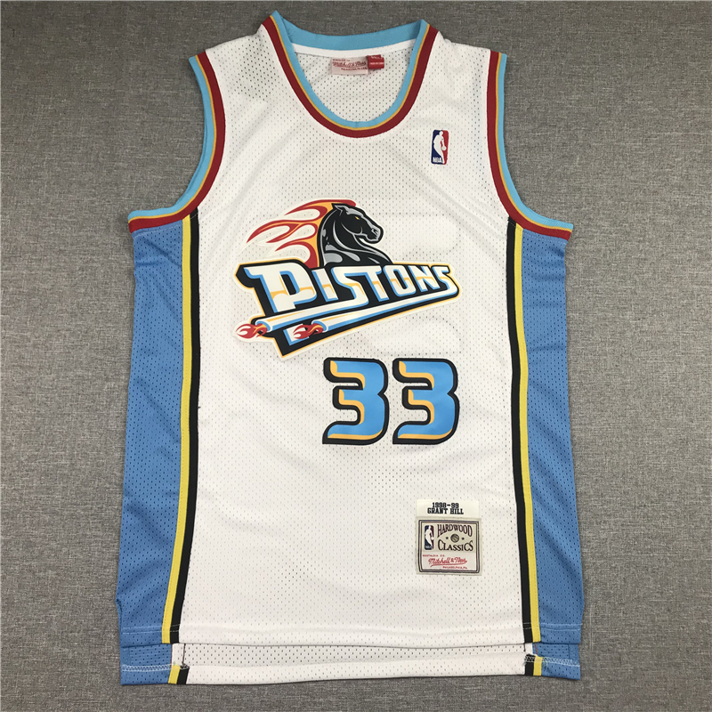 Grant Hill 33 Detroit Pistons 1990s Vintage White Jersey