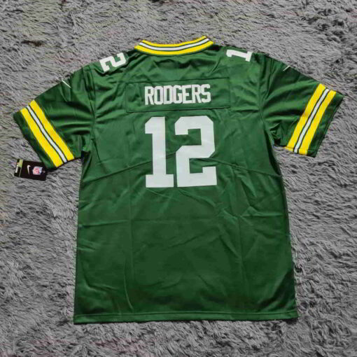 Green Bay Packers #12 Aaron Rodgers Green Game Player Jersey - back