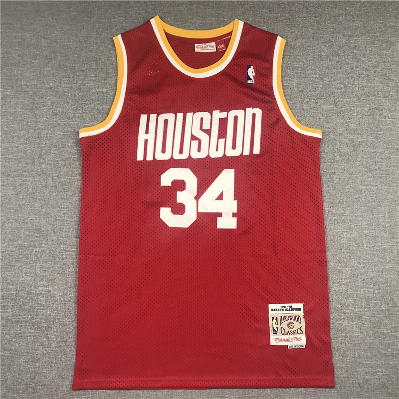 Hakeem Olajuwon 34 Red Houston Rockets 1993-94 Hardwood Classics Swingman Jersey