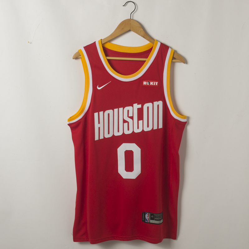 Houston Rockets 0 Russell Westbrook 2019-20 Red Hardwood Classics Jersey