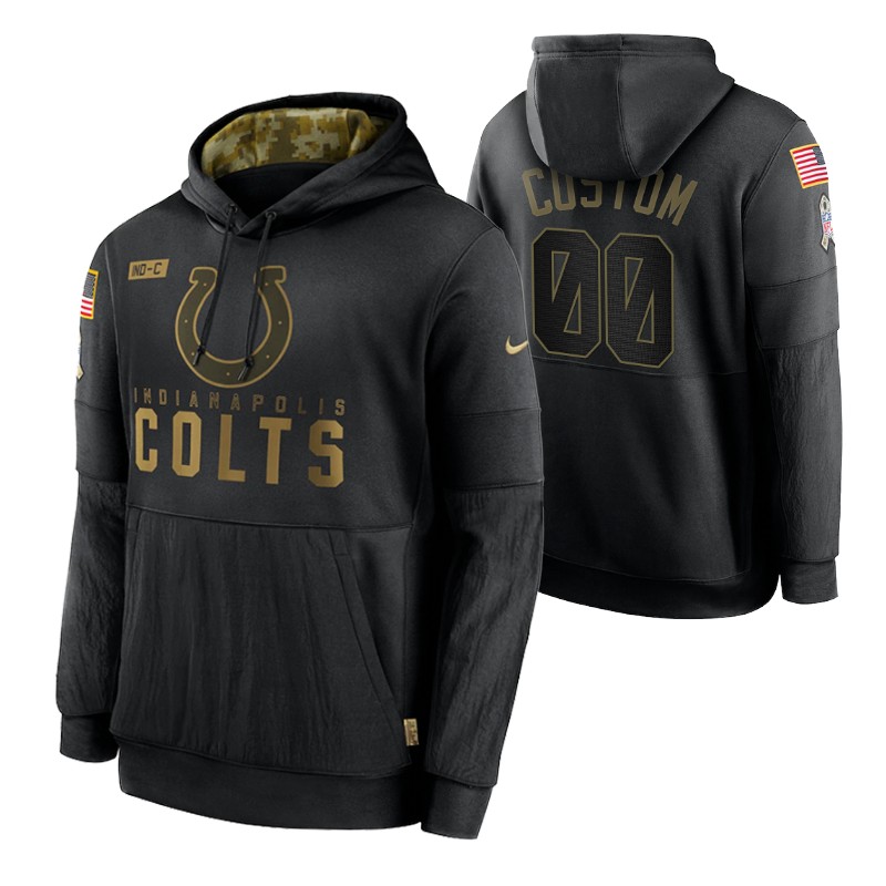 Men's Indianapolis Colts Custom Black 2020 Salute to Service Sideline Performance Pullover Hoodie