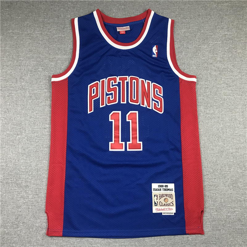 Isiah Thomas 11 Detroit Pistons M&N 1988-89 Hardwood Classics Blue Jersey