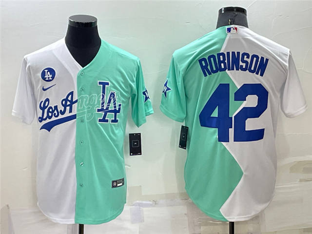 Jackie Robinson Los Angeles Dodgers 2022 Split Fashion Jersey White Green