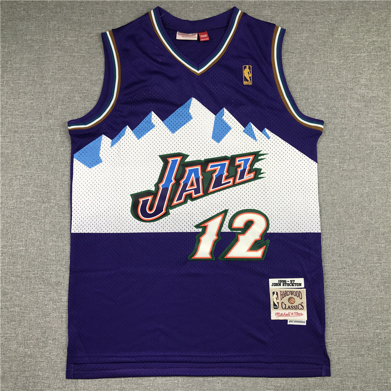 John Stockton 12 Utah Jazz 96-97 M&N Purple Jersey