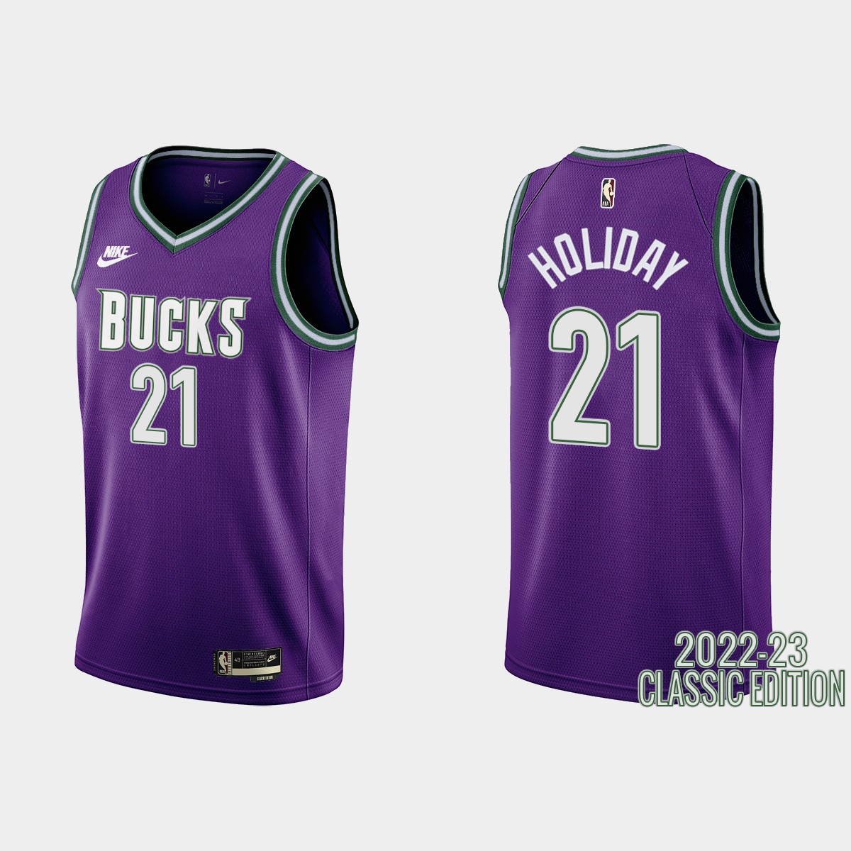 Jrue Holiday #21 Milwaukee Bucks 2022-34 Purple Classic Edition Jersey