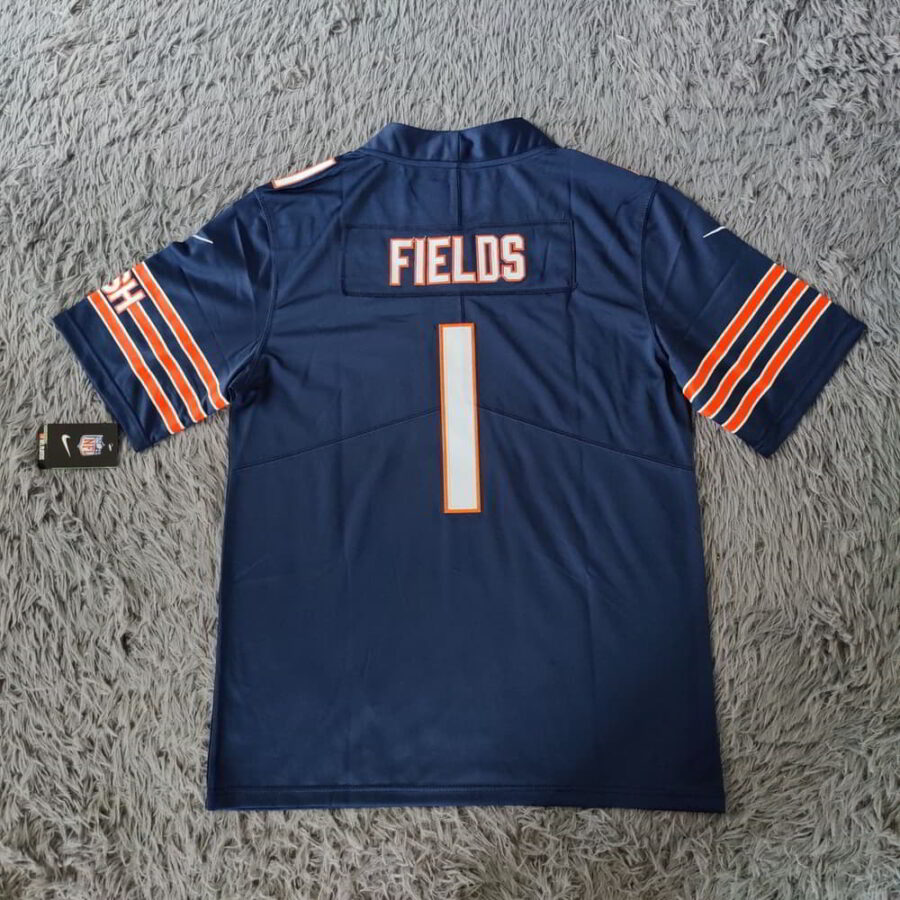 Justin Fields #1 Navy Chicago Bears 2021 Draft First Round Pick Game Jersey - back