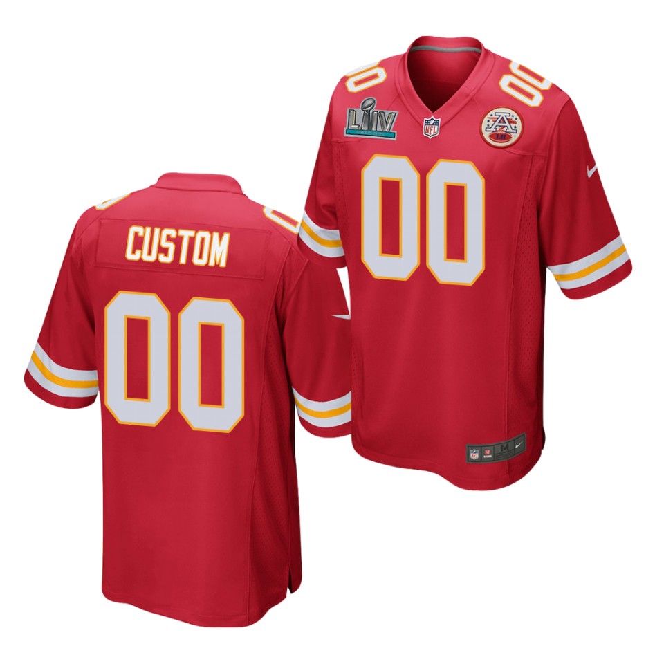 Kansas City Chiefs Custom Red Super Bowl LIIV Game Jersey