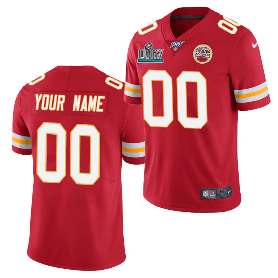 Kansas City Chiefs Custom Red Super Bowl LIIV Path 100 Game Jersey