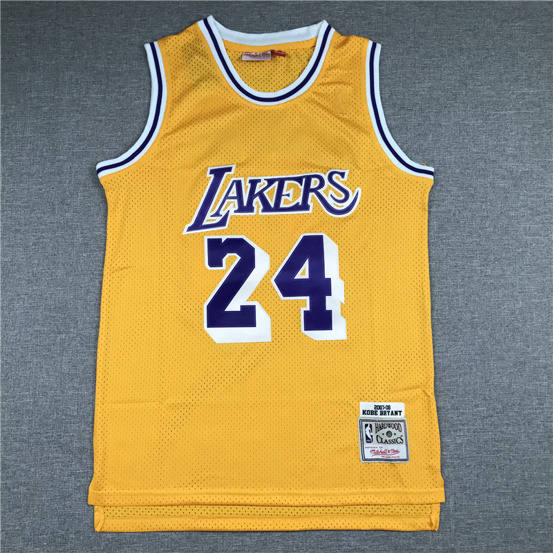 Kobe Bryant 24 Los Angeles Lakers 2007-08 M&N Yellow Jersey