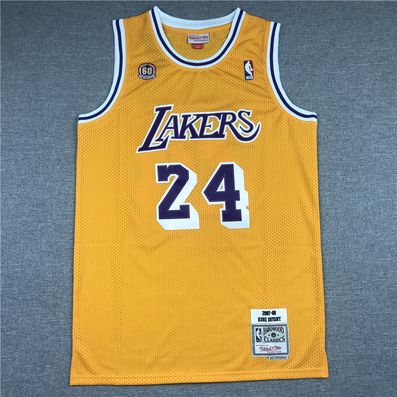 Kobe Bryant 24 Los Angeles Lakers 2007-08 Yellow Jersey