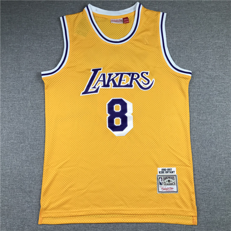 Kobe Bryant 8 Los Angeles Lakers 96-97 Yellow Jersey