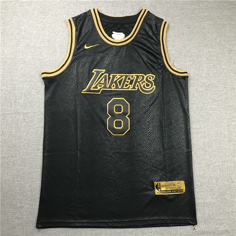 Kobe Bryant 8 Los Angeles Lakers Black Mamba Snakeskin Black Gold Jerseys