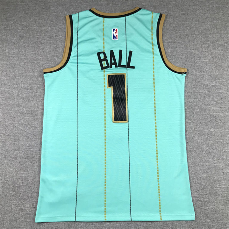 Lamelo Ball 1 Charlotte Hornets 6 Patch 2022 23 Mint Green City Edition Swingman Jersey 3756