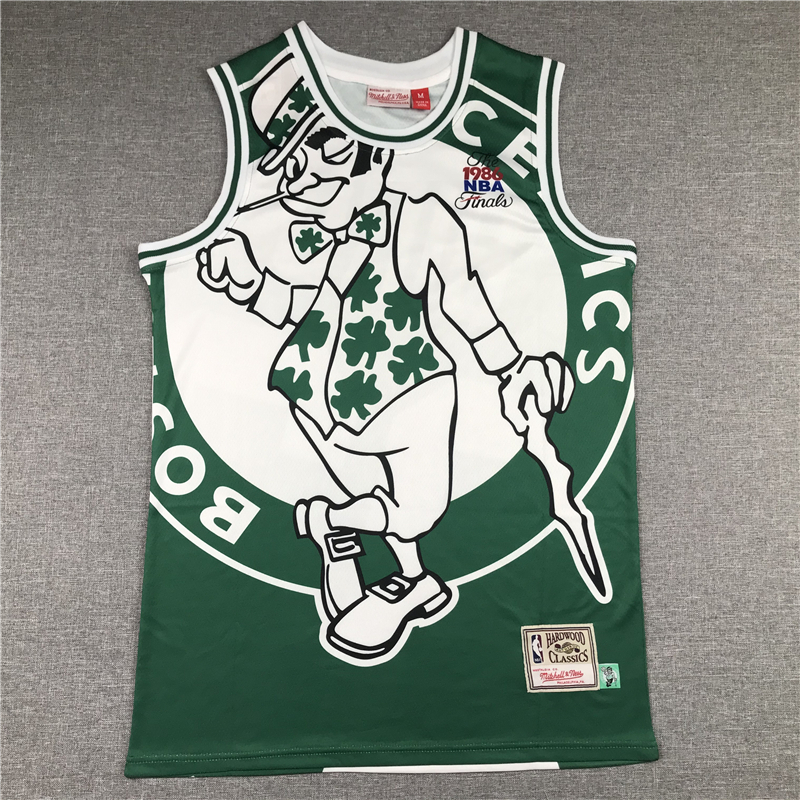 Larry Bird 33 Boston Celtics Retro Team Big Face Green White Jersey