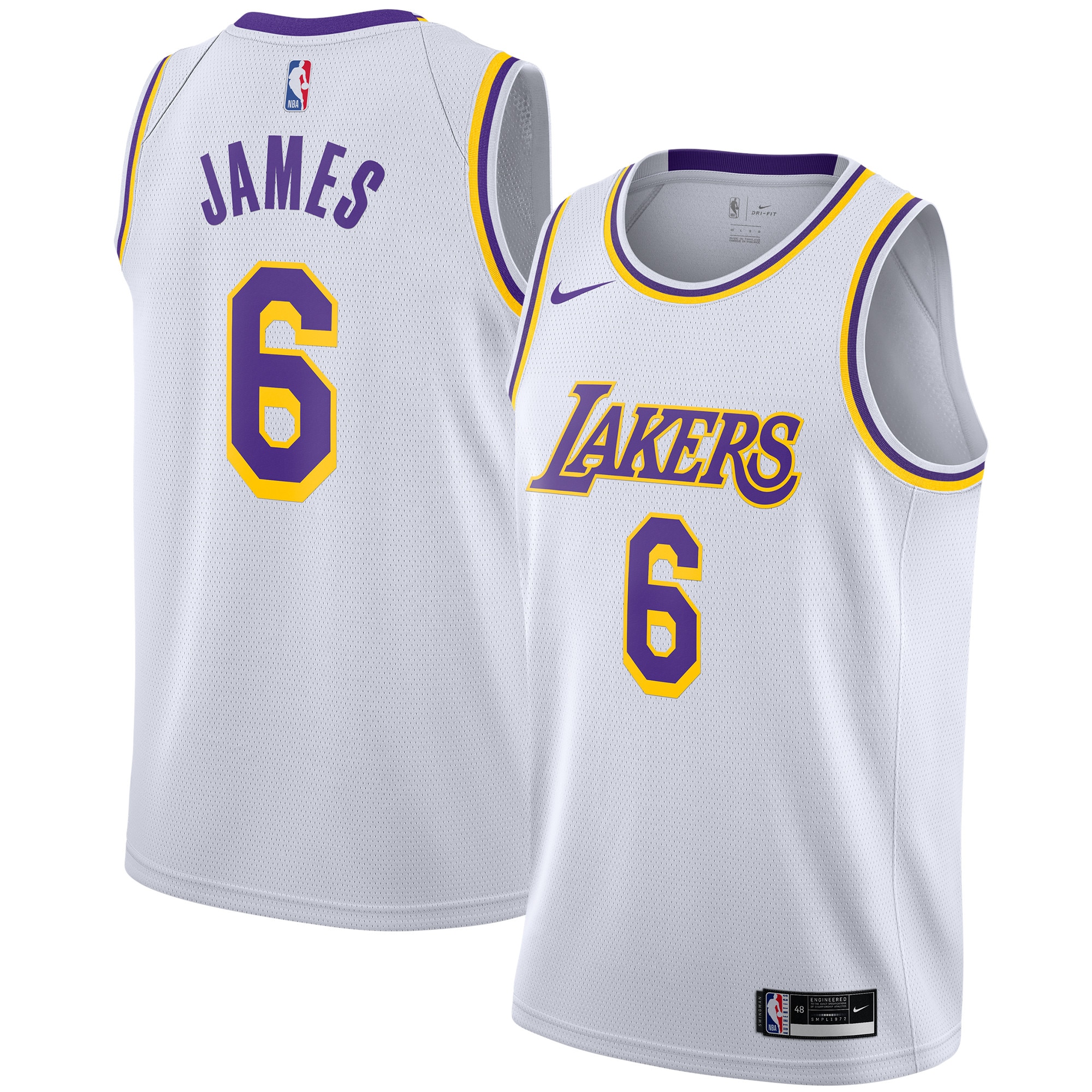 LeBron James 6 Los Angeles Lakers 20201 White Association Swingman Jersey