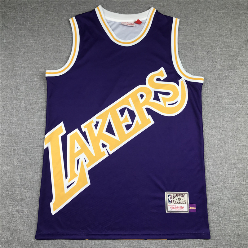 Lebron James 23 Los Angeles Lakers M&N Purple Big Face Swingman Jersey