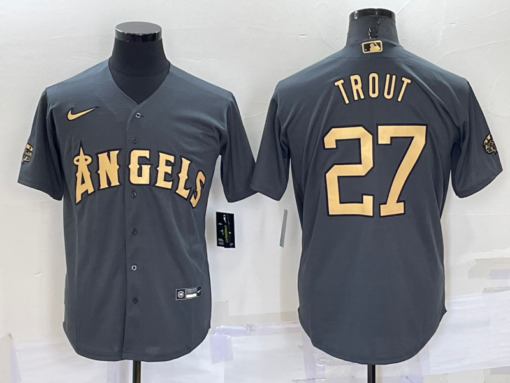 Los Angeles Angels #27 Mike Trout 2022 MLB All-Star Game Jersey - Charcoal