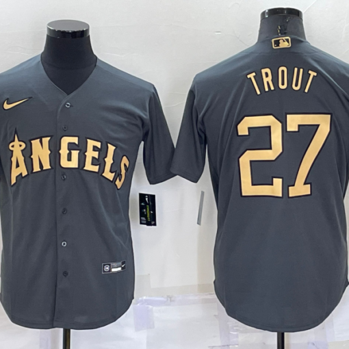 Los Angeles Angels #27 Mike Trout 2022 MLB All-Star Game Jersey - Charcoal