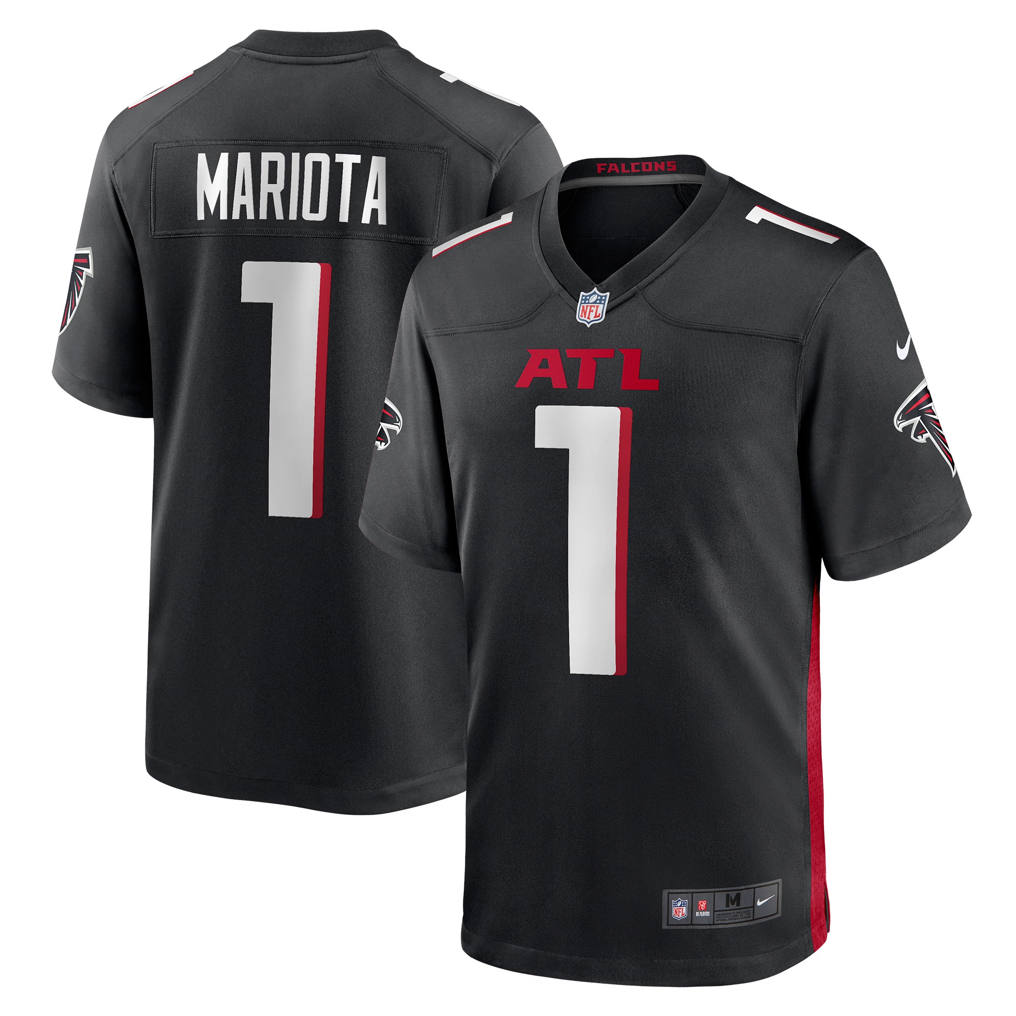 Men's Atlanta Falcons #1 Marcus Mariota Black Game Jersey