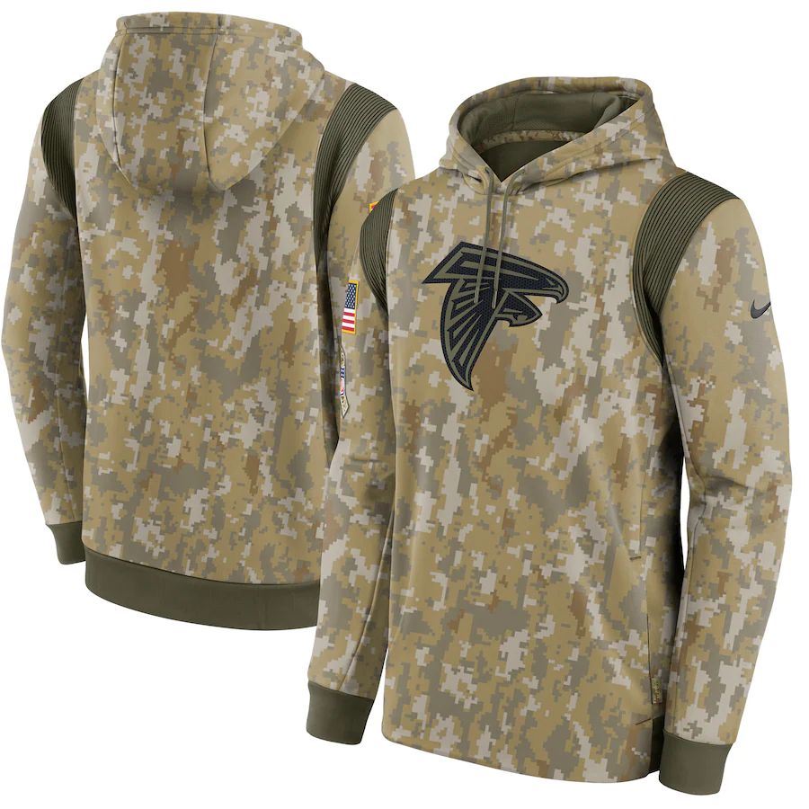 Men's Atlanta Falcons Camo 2021 Salute To Service Therma Performance Pullover Hoodie