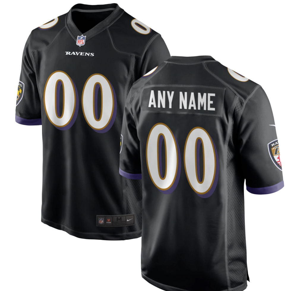 Baltimore Ravens Black Customized Game Jersey