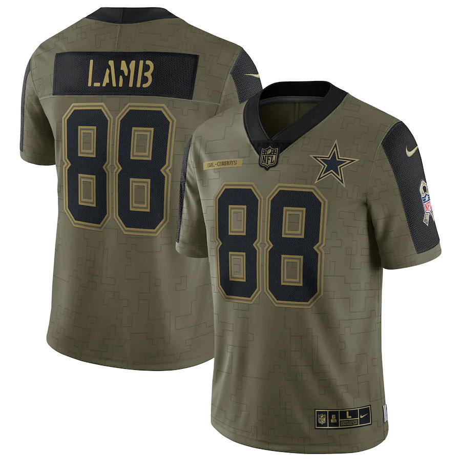 Men's Dallas Cowboys CeeDee Lamb Olive 2021 Salute To Service Limited Player Jersey