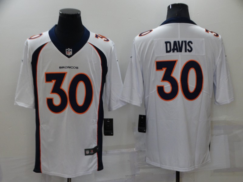 Men's Denver Broncos Terrell Davis White Game Retired Player Jersey
