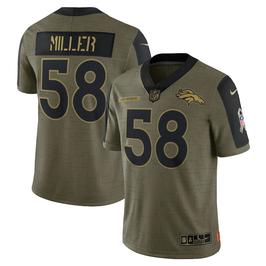 Men's Denver Broncos Von Miller Olive 2021 Salute To Service Limited Player Jersey