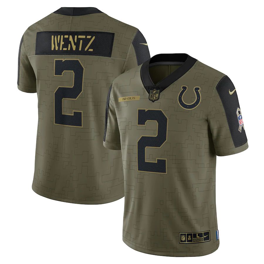 Men's Indianapolis Colts Carson Wentz Olive 2021 Salute To Service Limited Player Jersey