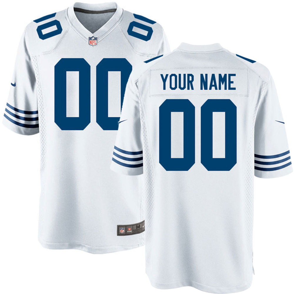 Indianapolis Colts White Customized Throwback Game Jersey