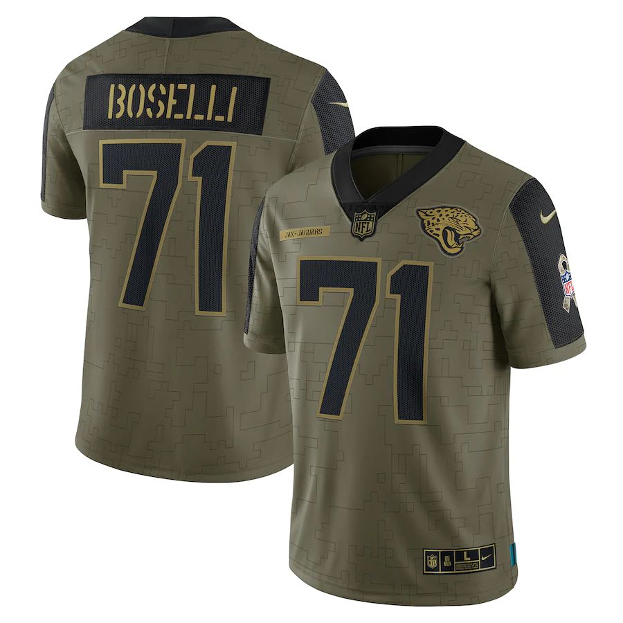 Men's Jacksonville Jaguars Tony Boselli Olive 2021 Salute To Service Retired Player Limited Jersey