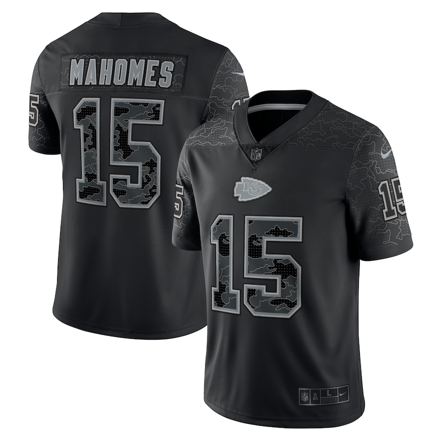 Patrick Mahomes #15 Kansas City Chiefs Black Reflective Limited Jersey