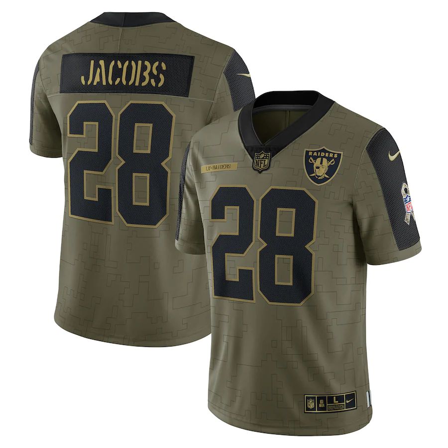 Men's Las Vegas Raiders Josh Jacobs Olive 2021 Salute To Service Limited Player Jersey