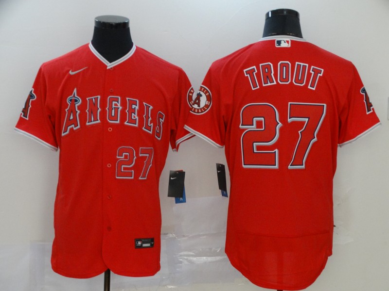 Men's Los Angeles Angels #27 Mike Trout 2021 Red Jersey