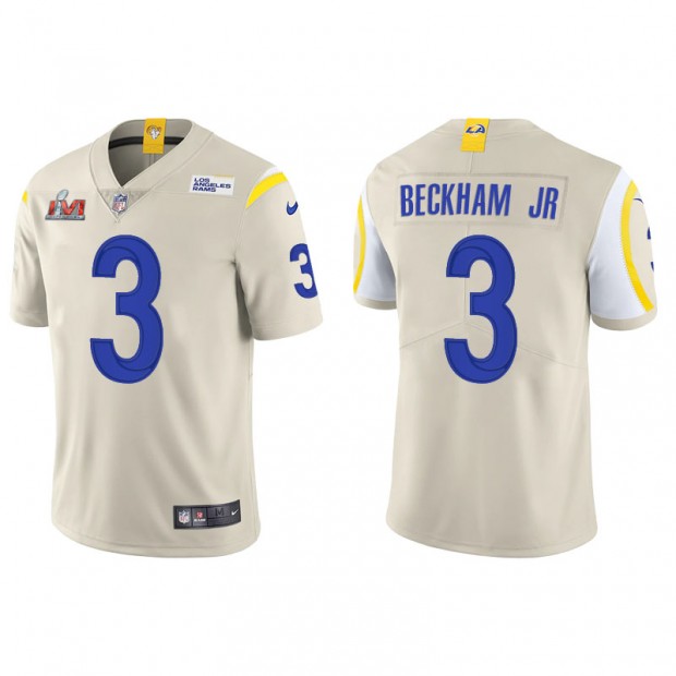Men's Los Angeles Rams Odell Beckham Jr. Bone Super Bowl LVI Vapor Limited Jersey